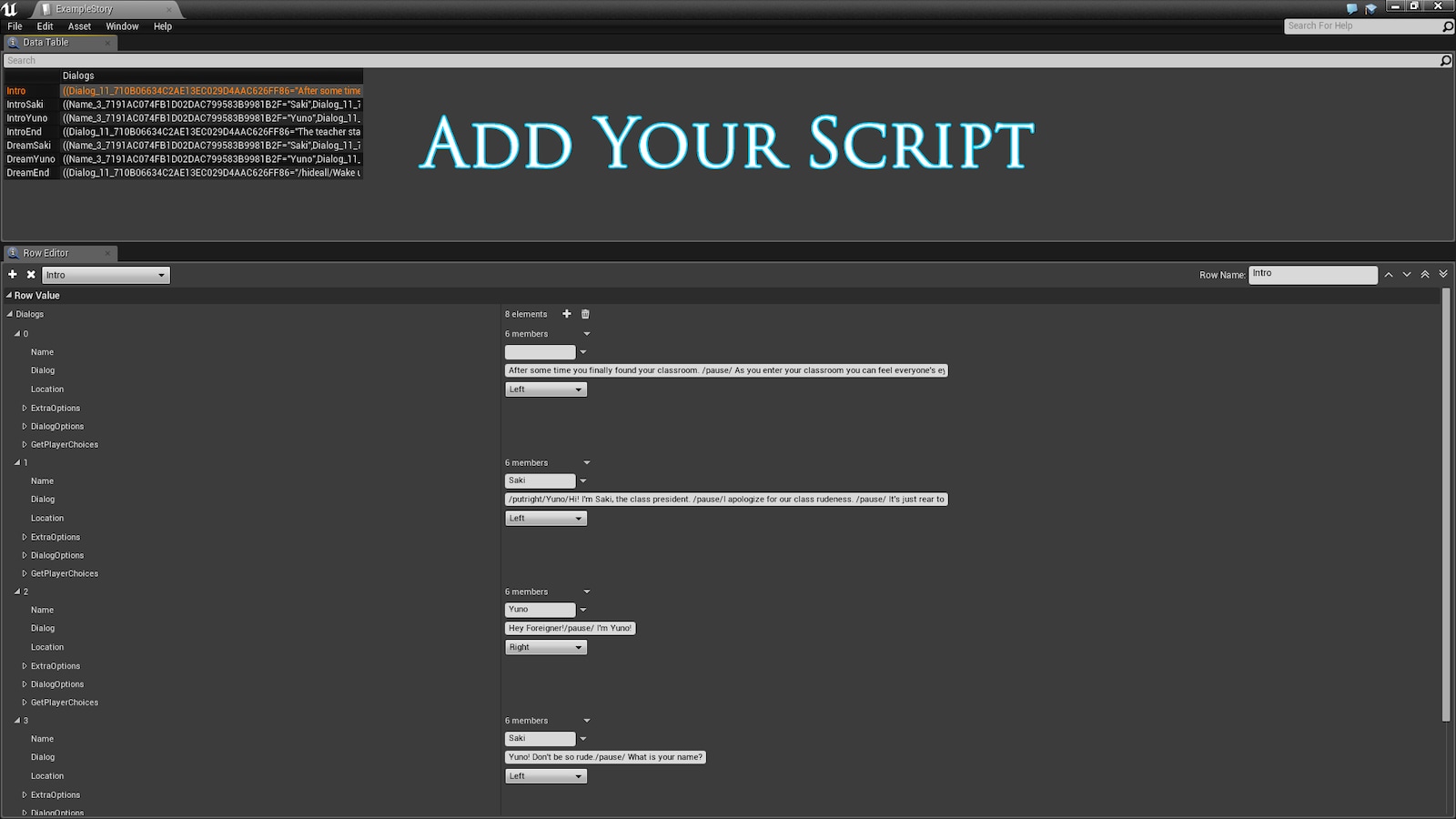 Visual Novel Template in Blueprints UE Marketplace